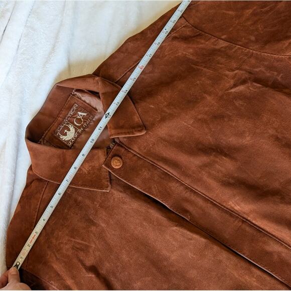 GA Collection Unisex Brown Faux Leather Suede Full Zip Italy Jacket - Picture 7 of 12